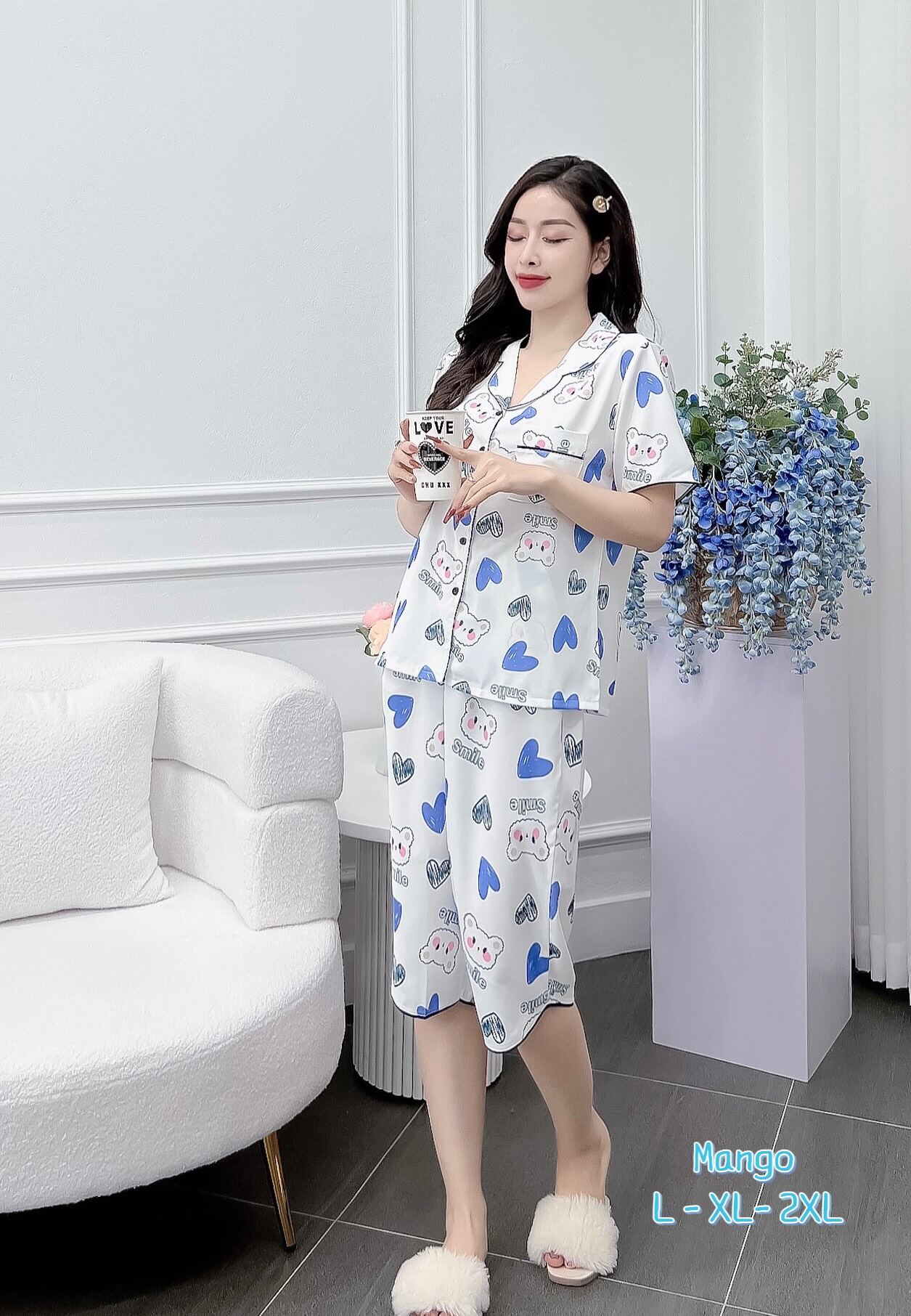 Đồ bộ nữ lụa mango cao cấp quần lửng hàng có size