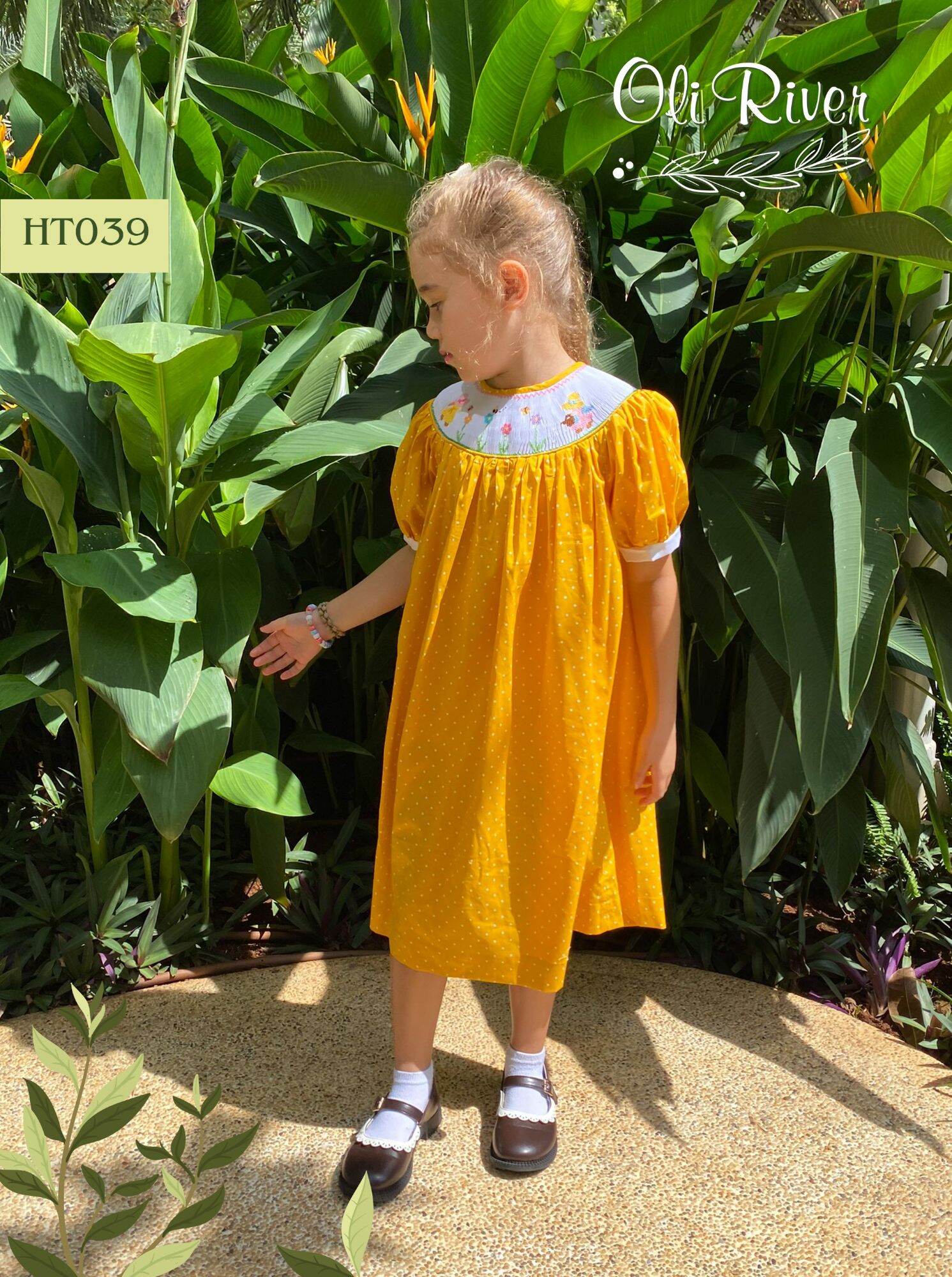 ĐẦM SMOCK CHẤM BI VÀNG XINH XẮN