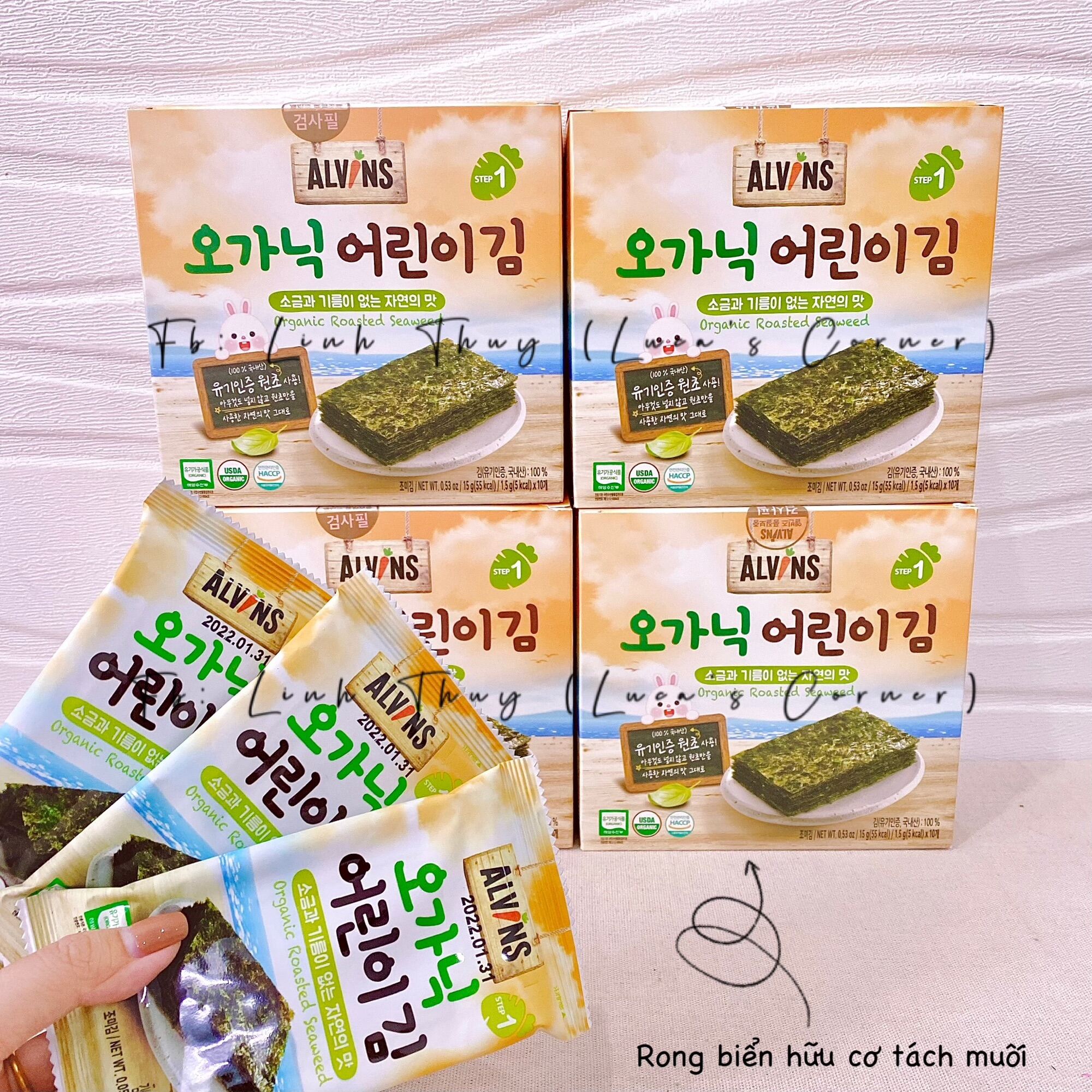 Rong biển hữu cơ tách muối ăn liền Alvins cho bé ăn dặm 6m+