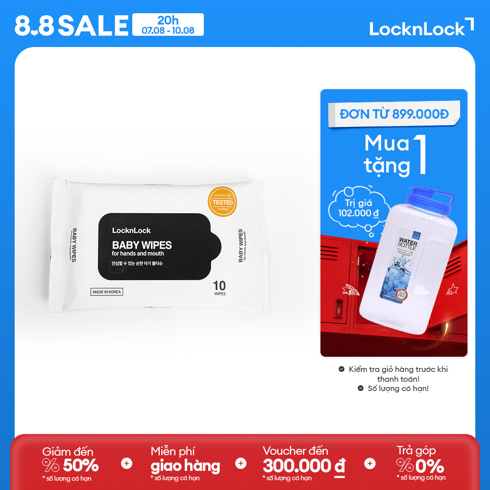 Khăn giấy ướt trẻ em LockLock 80/20/10 miếng ETM245/ ETM248/ ETM249 - Lọc 7 tầng - lô hội dưỡng ẩm - an toàn cho da nhạy cảm