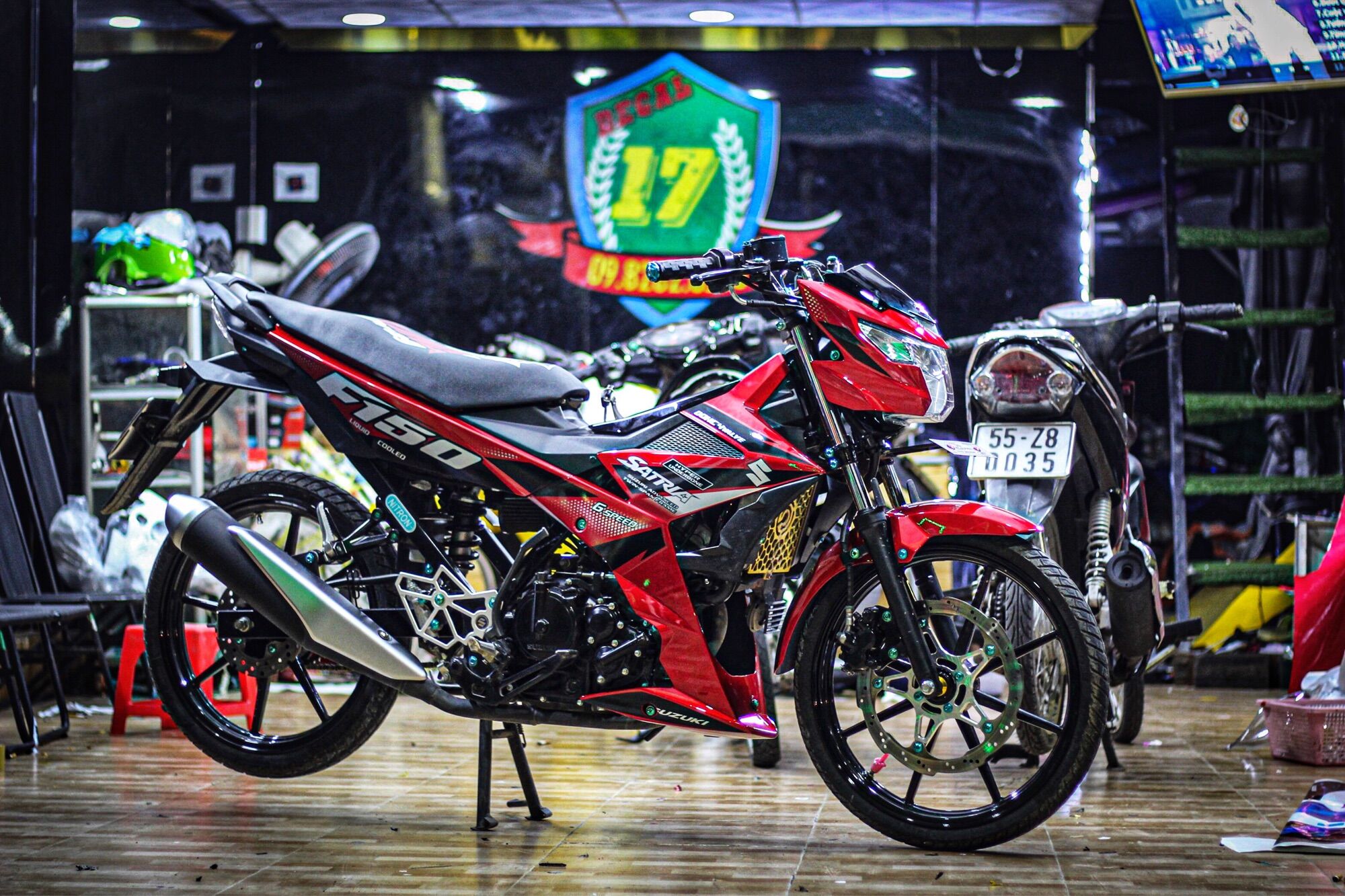 Tem satria f150 đỏ tem chế