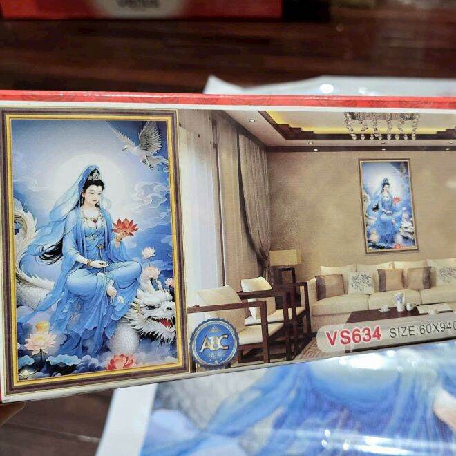 Tranh đính đá Phật Bà Quan Âm - KT:60x94cm _VS634_chưa đính đá