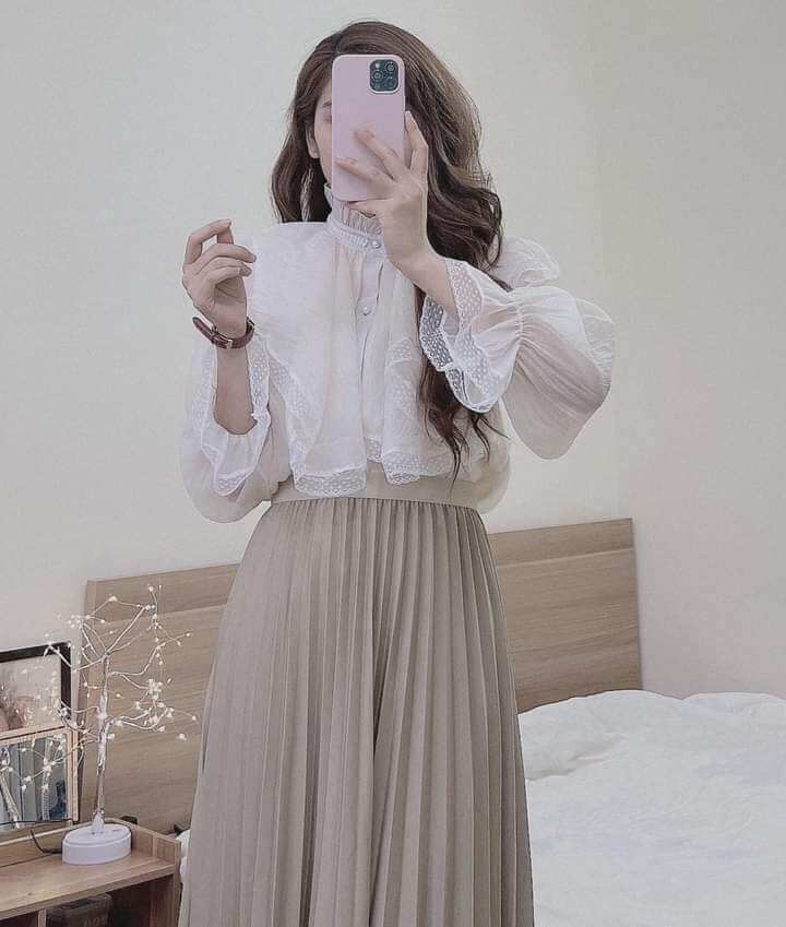 (HCM) Áo sơmi tơ đính hột