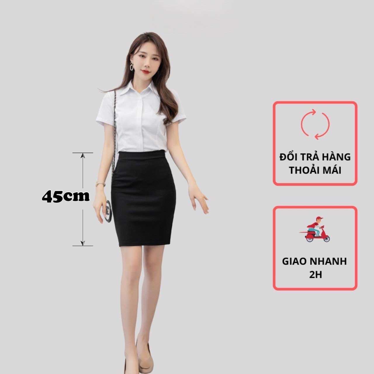 Chân váy công sở ôm body midi (45cm)chất umi cao cấp co giãn 4 chiều