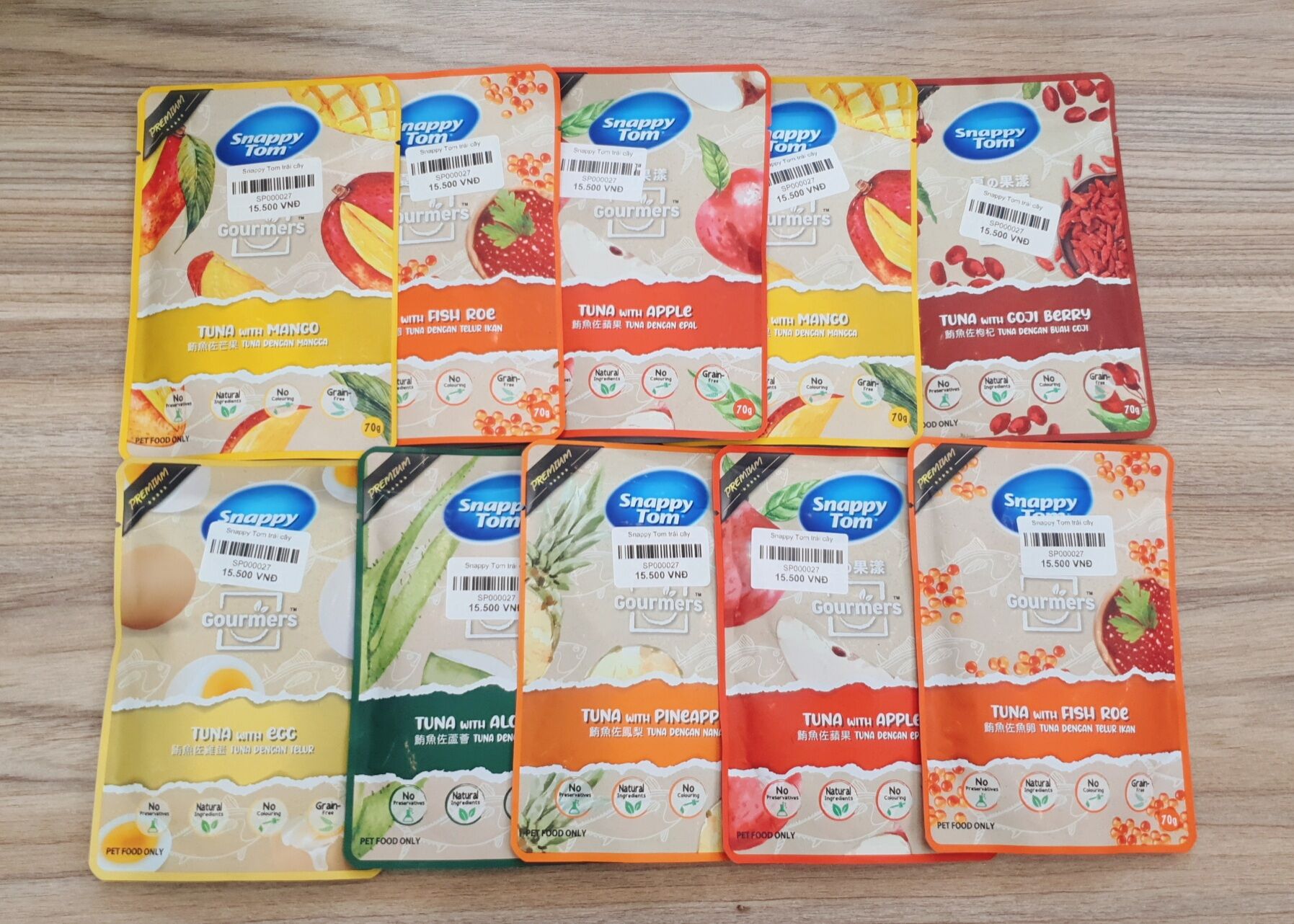 Combo 10 gói pate Snappy Tom trái cây Mix vị