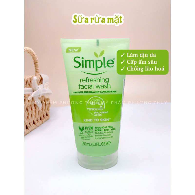 Hoàn tiền 20% - sữa rửa mặt dạng gel simple refreshing facial wash 150ml