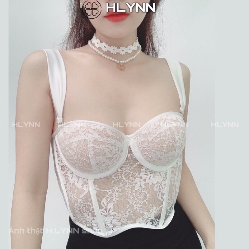 M149 Áo corset ren viền lụa sóng