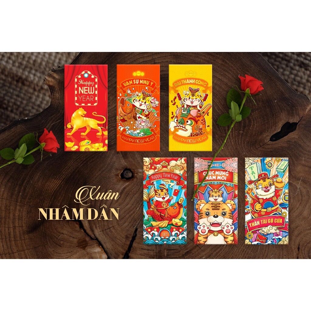 [Set 10 bao] Bao Lì Xì Hình Cọp Cute Năm Nhâm Dần 2022