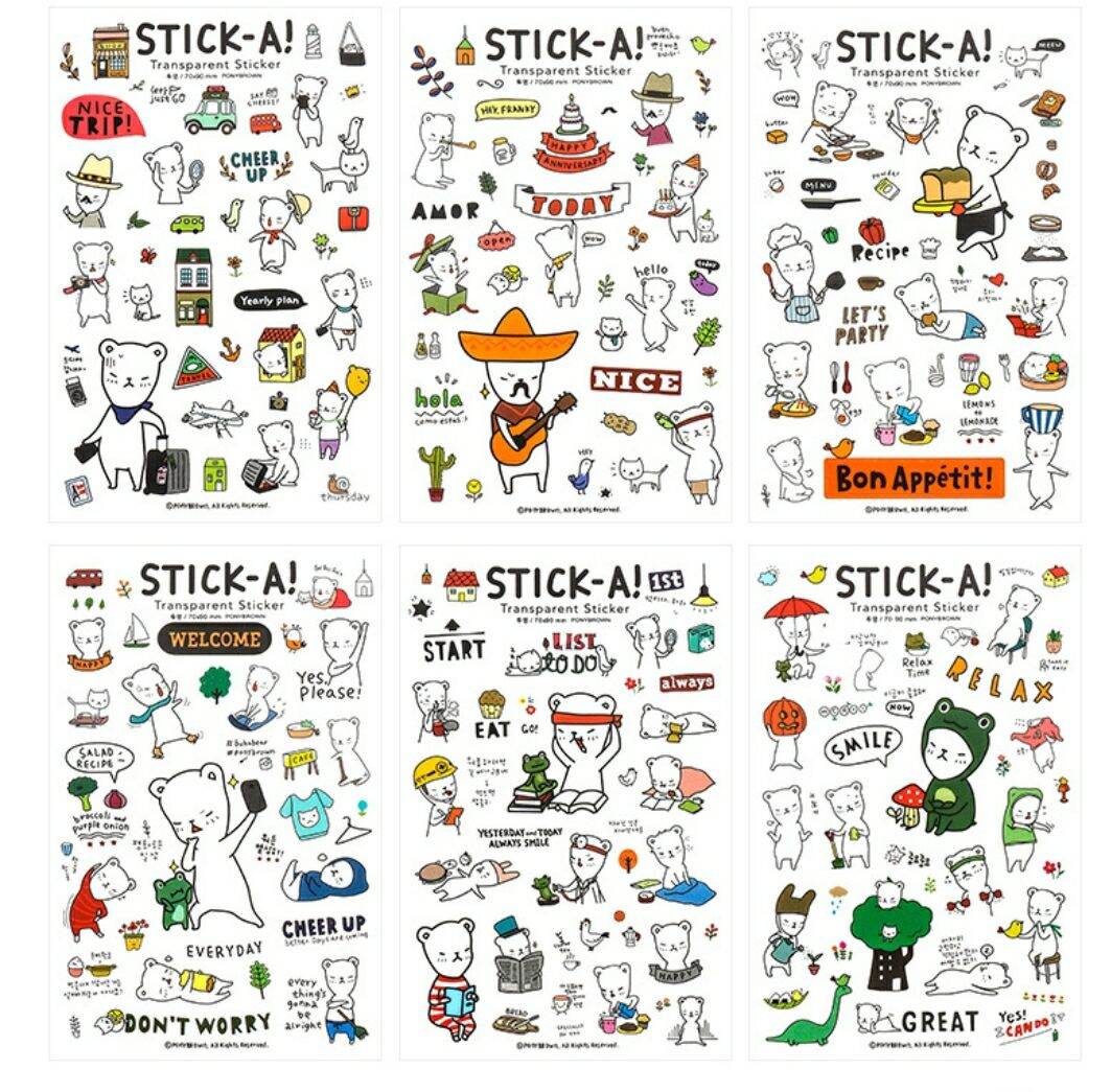 Set 6 tấm Transparent sticker trang trí