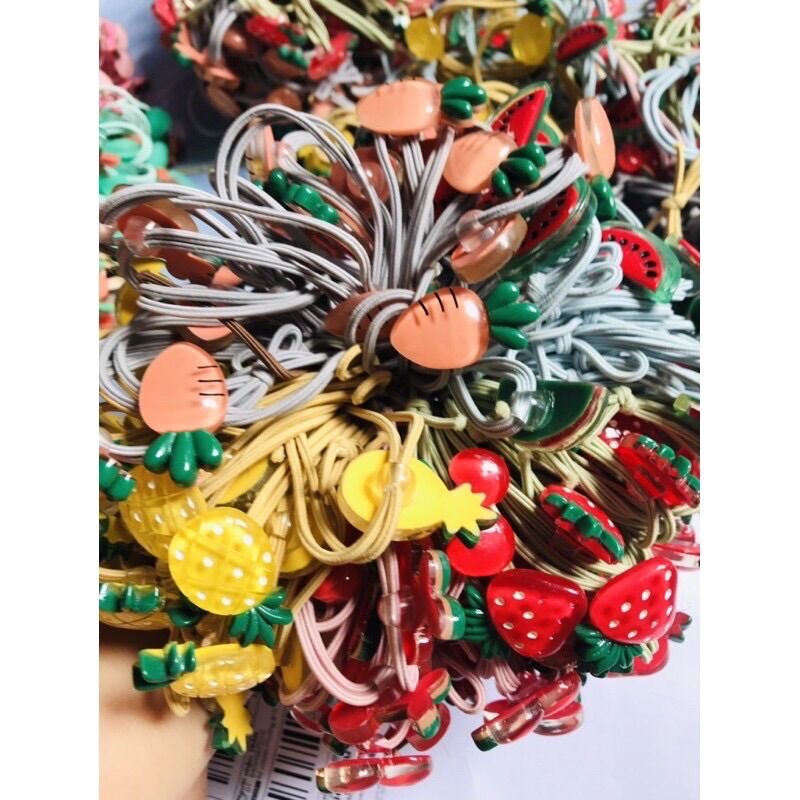 💥Xả hàng Set- 10 dây cột tóc Hình Trái cây bóng (hình Thật)