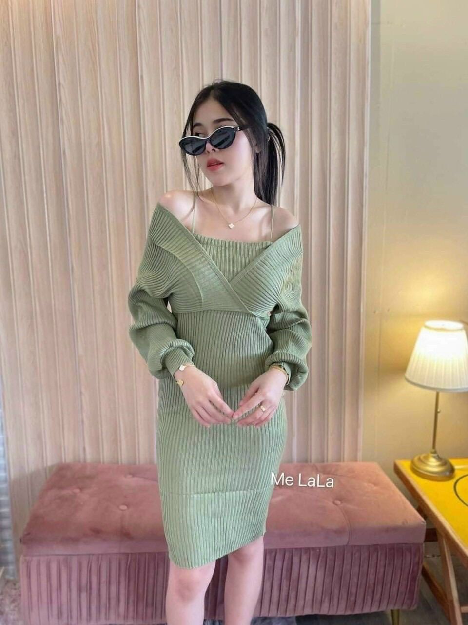 Đầm Body Gân Phối Yếm