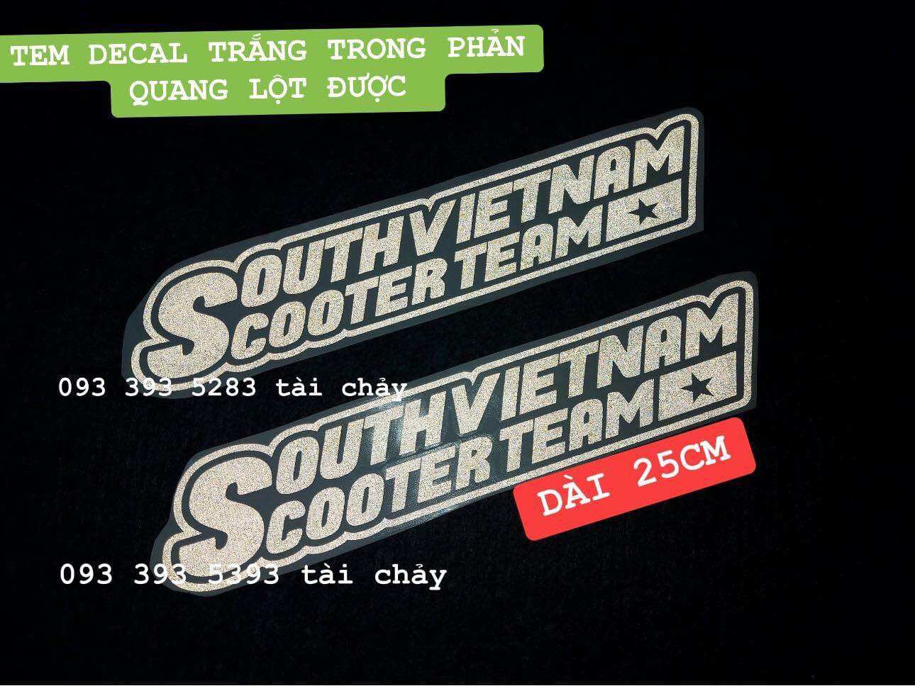 Tem decal dài 25cm trắng trong suốt phản quang