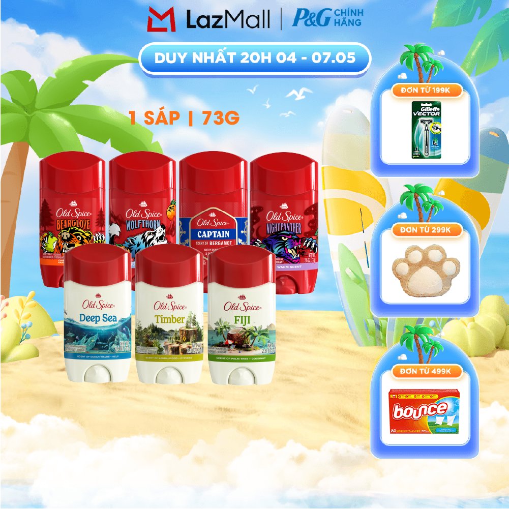 Sáp OLD SPICE Nhập Khẩu Mỹ Khử Mùi và Ngăn Tiết Mồ Hôi Hương Timber/ Wolfthorn/ Fiji/ Bearglove/ Deep Sea with Ocean Elemen/ SpiceCaptain/ NightPanther Chai 73G