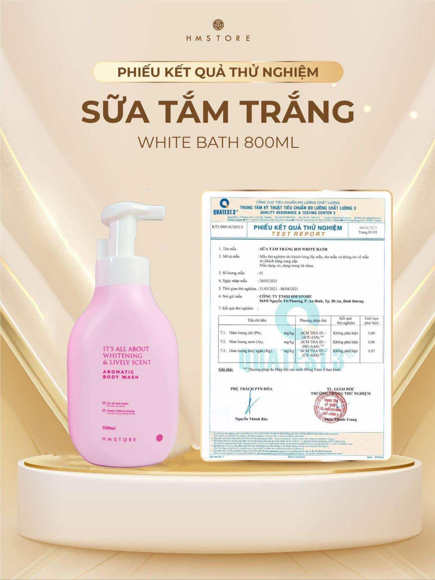 SỮA TẮM TRẮNG DA HẰNG NGÀY HM STORE HƯƠNG THƠM DỊU NHẸ, LÂU PHAI