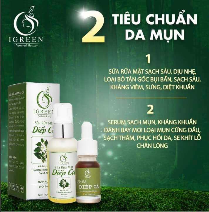 Combo diếp cá igreen – sạch mụn, thâm