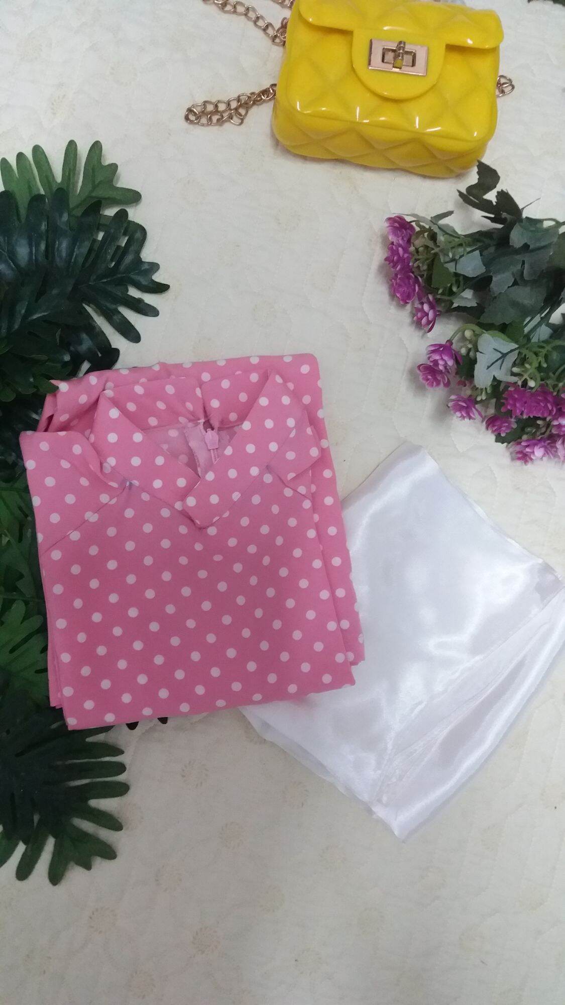 Áo dài chấm bi bé gái kèm quần