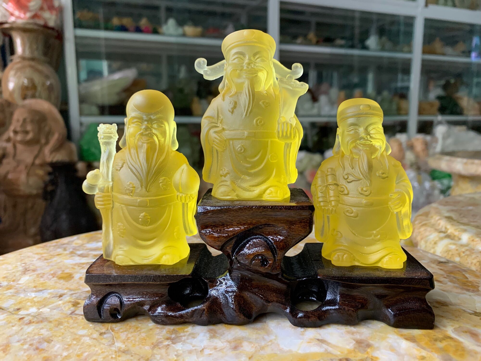 Bộ tượng tam đa ngọc lưu ly - cao 8cm