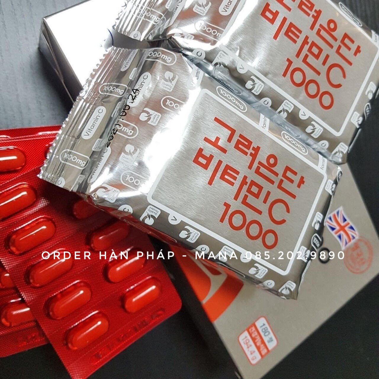 Hộp dưỡng Vitamin C 1000mg KOREA EUNDAN 60 viên tách set ko hộp Nước