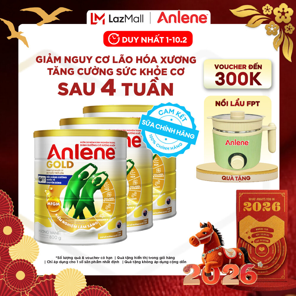 [Voucher giảm đến 26%]Combo 3 Sữa Bột Anlene Gold Hương Vani 800G