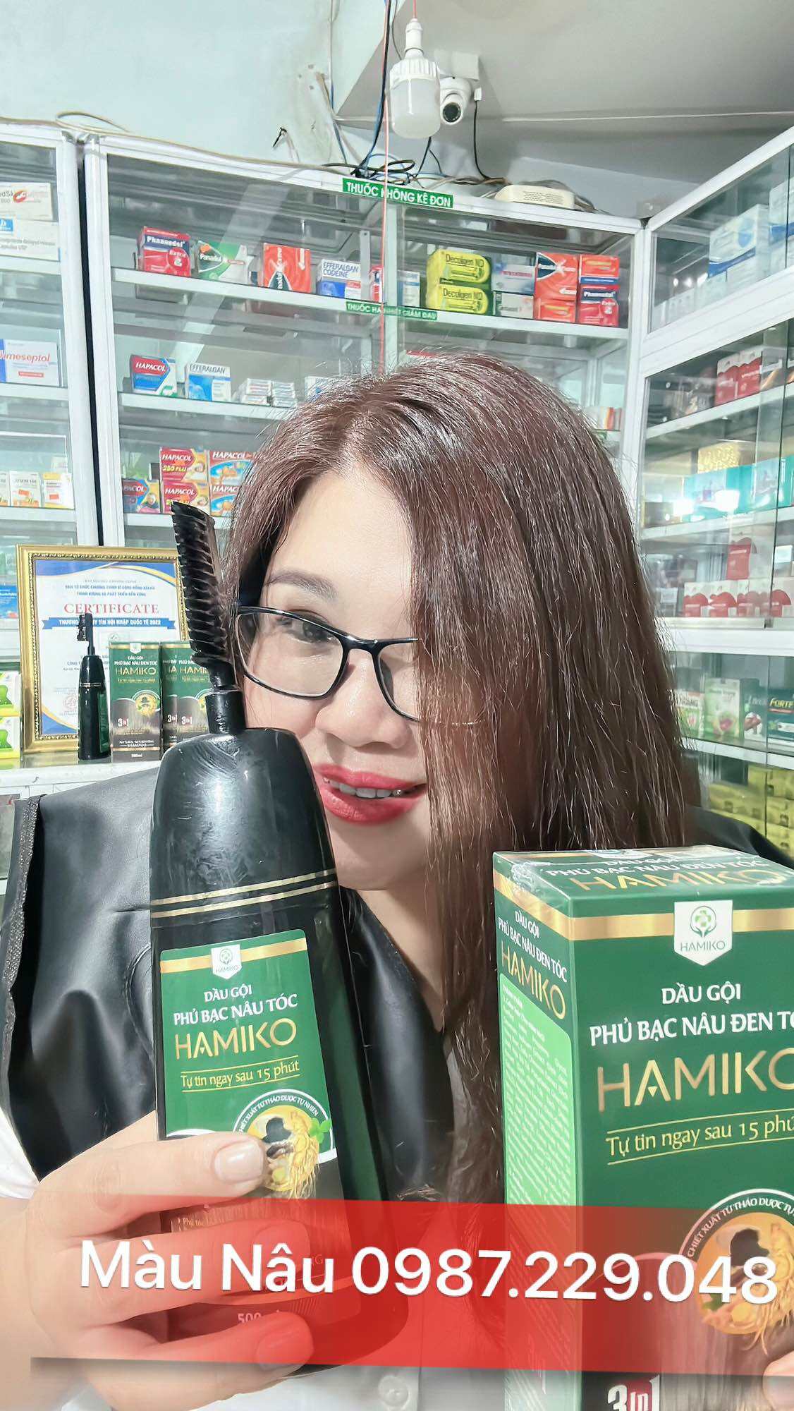 Dầu gội phủ bạc Hamiko đen tóc 500 ml chính hãng mẫu mới