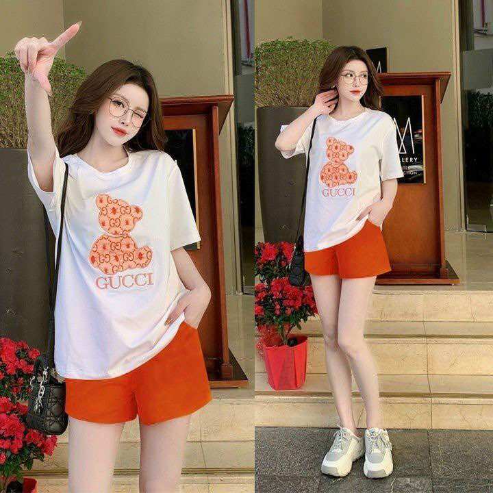 SÉT BỘ SHORT COTTON THÊU GẤU CAO CẤP