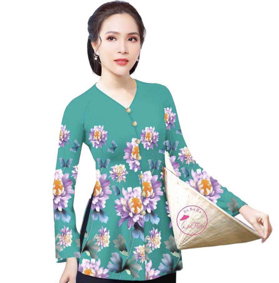 Áo bà ba nữ in hoa,bà ba thun in hoa,bà ba in 4d(áo lẻ không kèm quần)