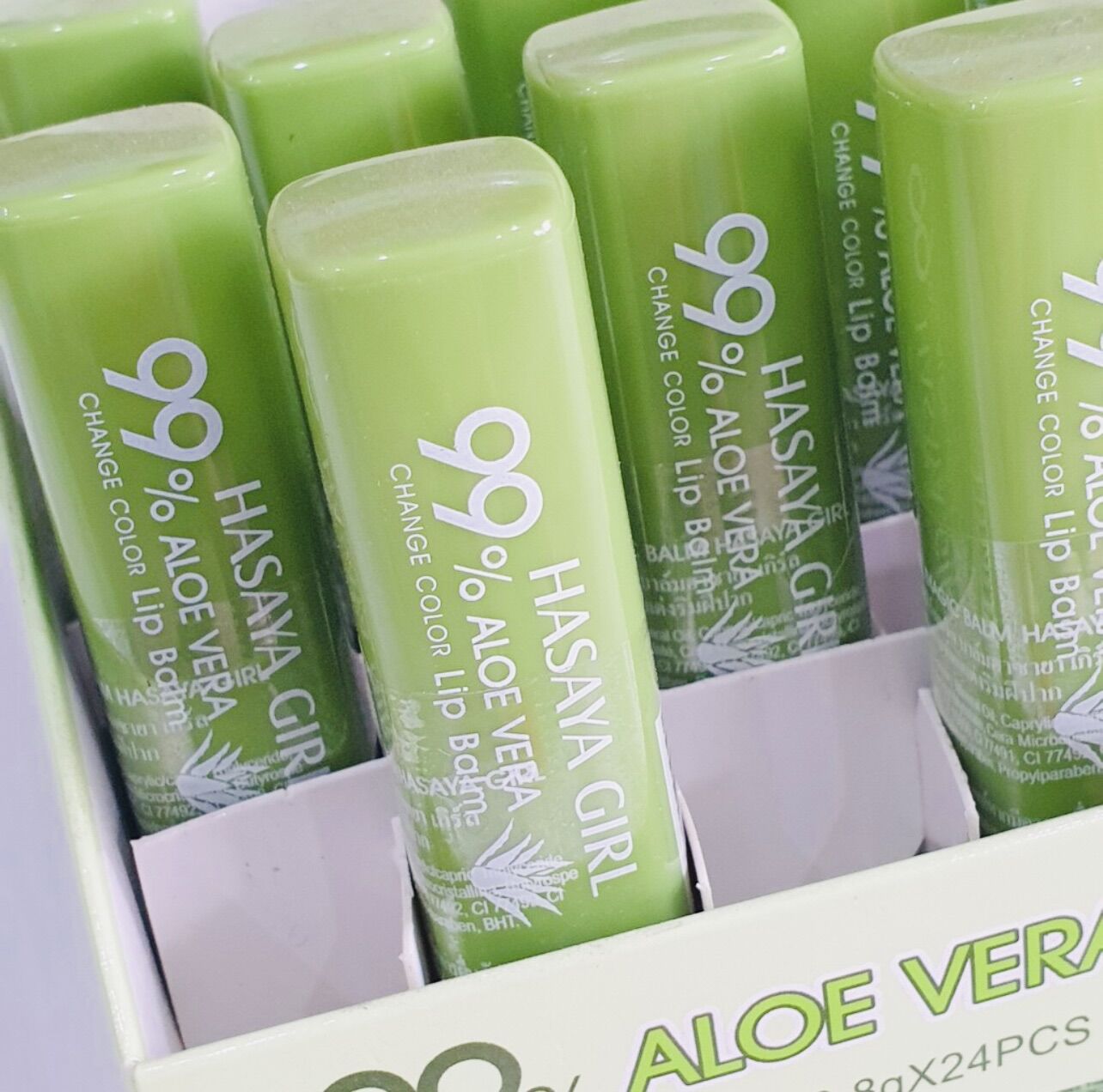 Son Dưỡng Môi Nha Đam, Son Gió 99% ALOE VERA Hasaya Girl Magic Balm Giúp Dưỡng Ẩm ,Lên Màu Hồng Môi Tự Nhiên 3,8g