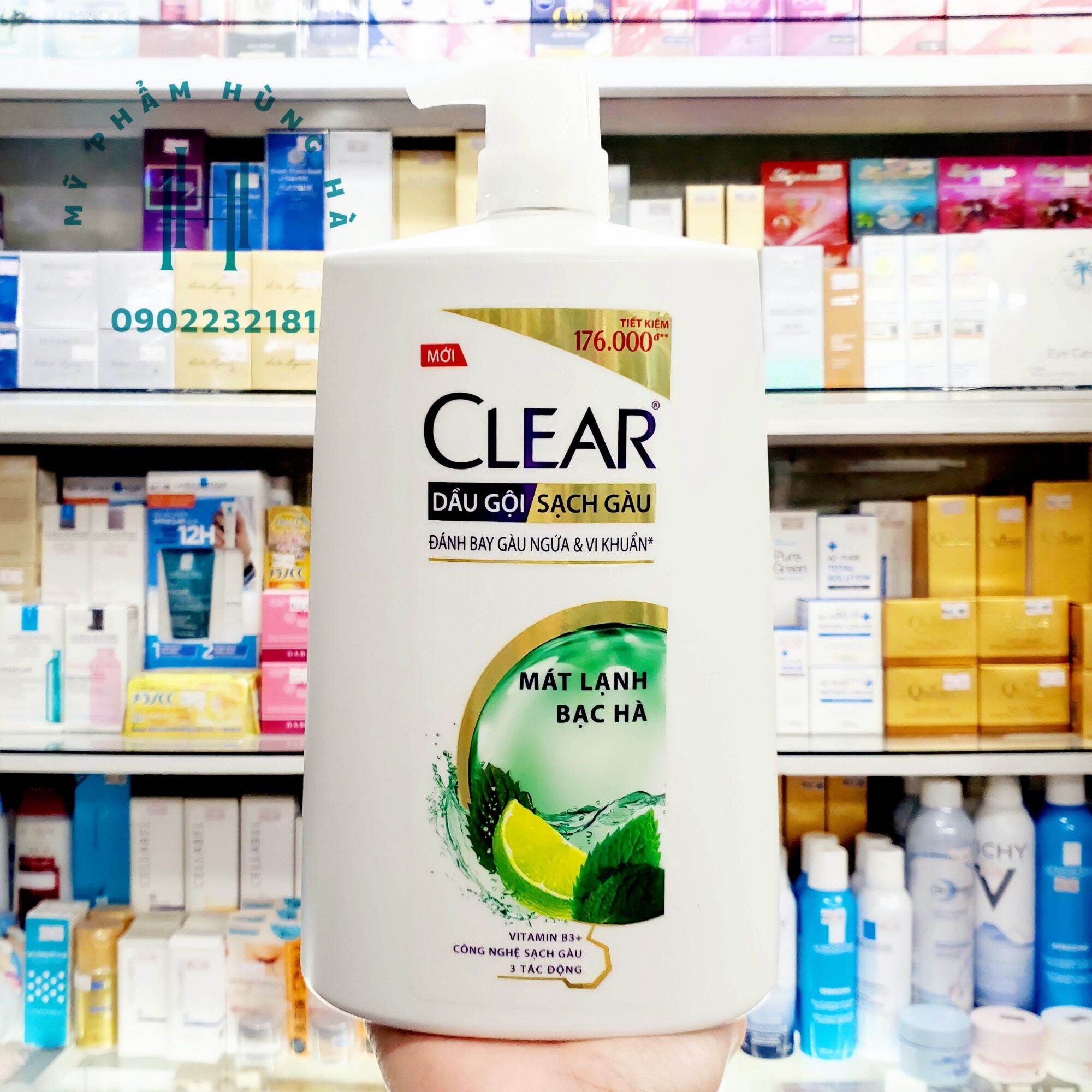 Dầu gội clear bạc hà chai 1.4kg, 1400g, 1.36l, mát lạnh da đầu, sạch gàu, sảng khoái