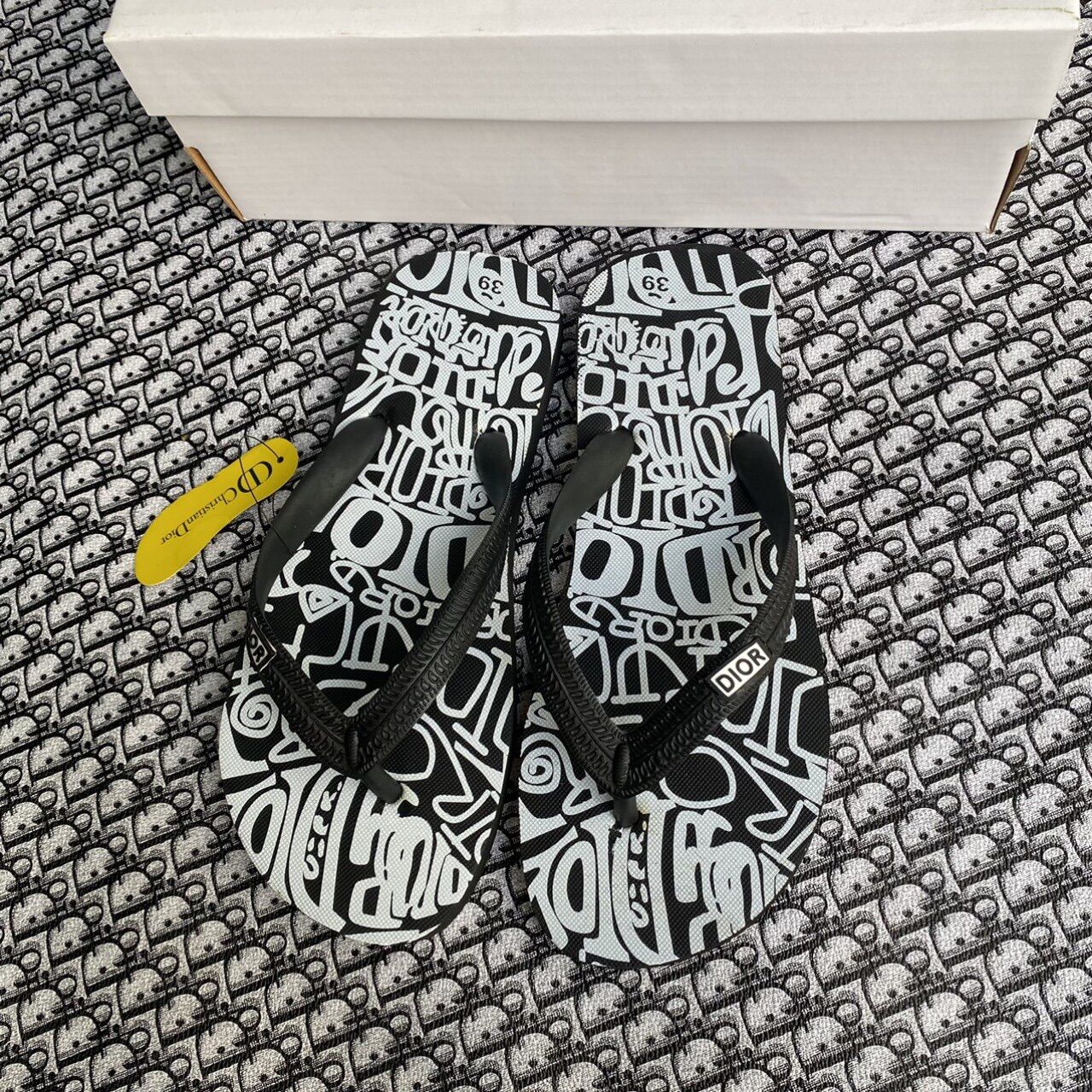 Dép kẹp Nam -Nữ Dior ( Trắng - Đen )