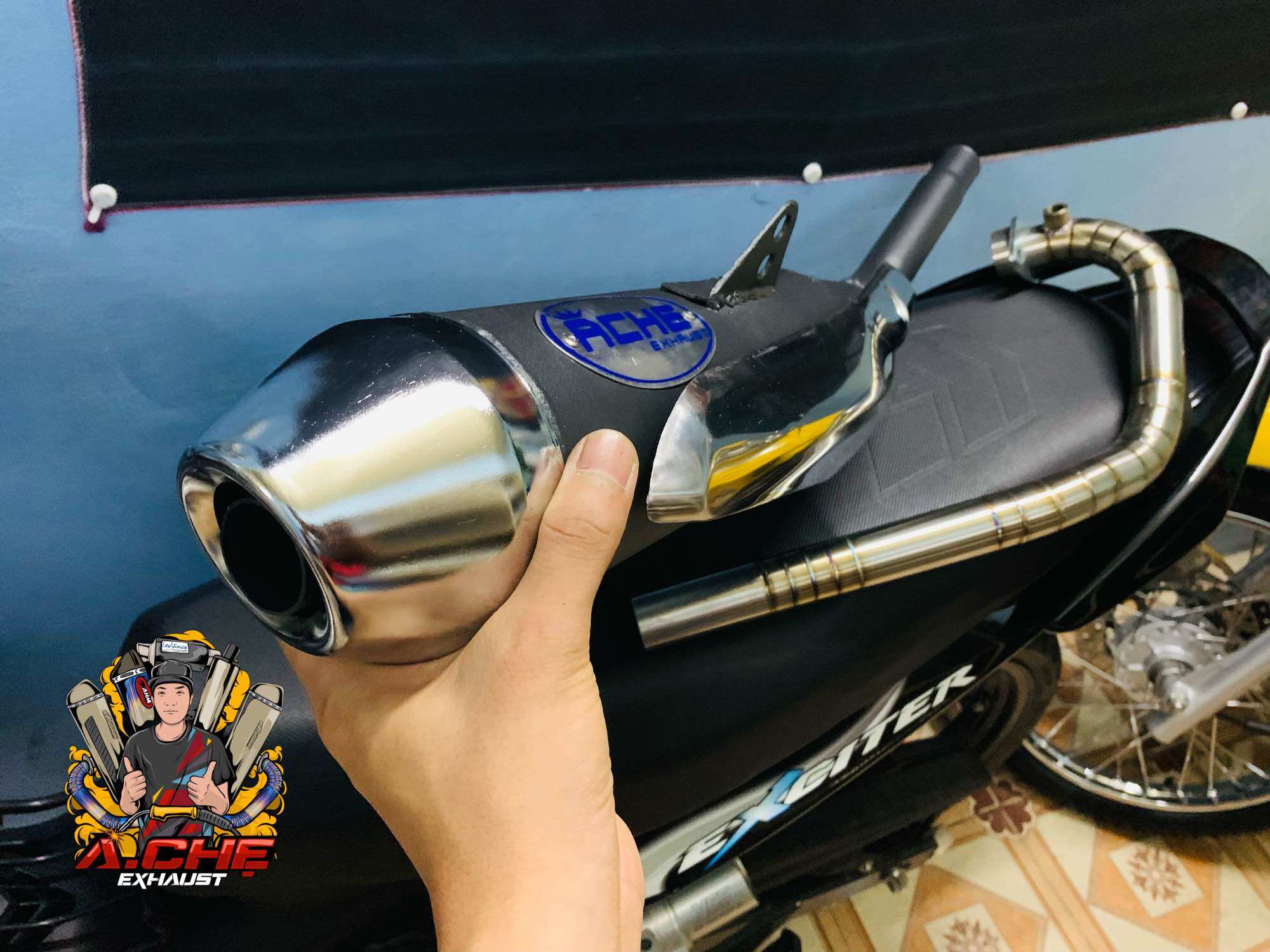 Pô Tăng Satria + Cổ Sâu Inox304 Chuẩn Ấm pô xăng lửa