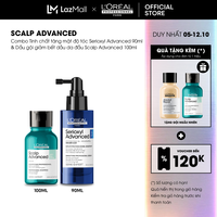 Combo Tinh chất tăng mật độ tóc Serioxyl Advanced 90ml & Dầu gội giảm bết dầu da đầu Scalp Advanced 100ml