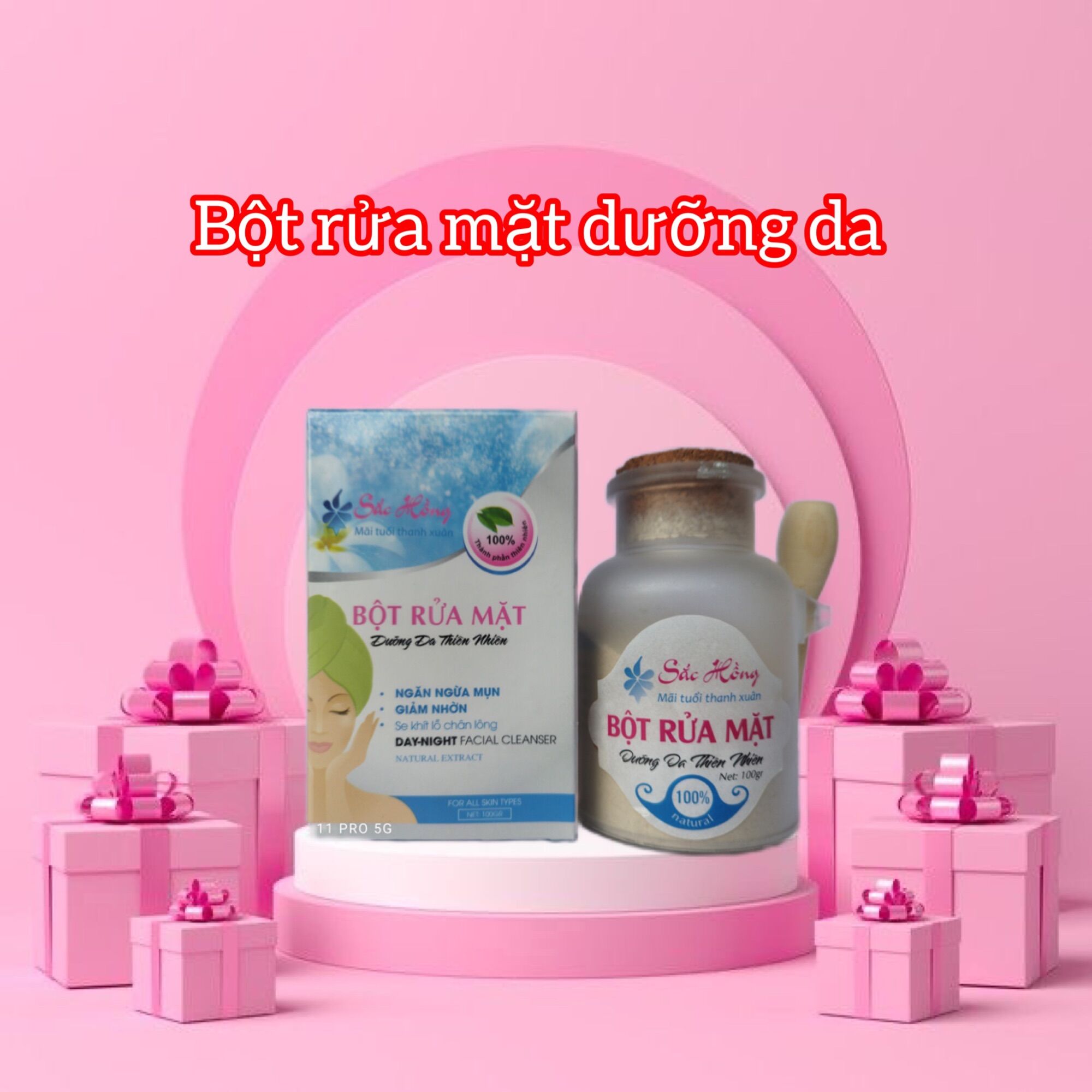Bột rửa mặt dưỡng da kiềm dầu ngăn ngừa mụn