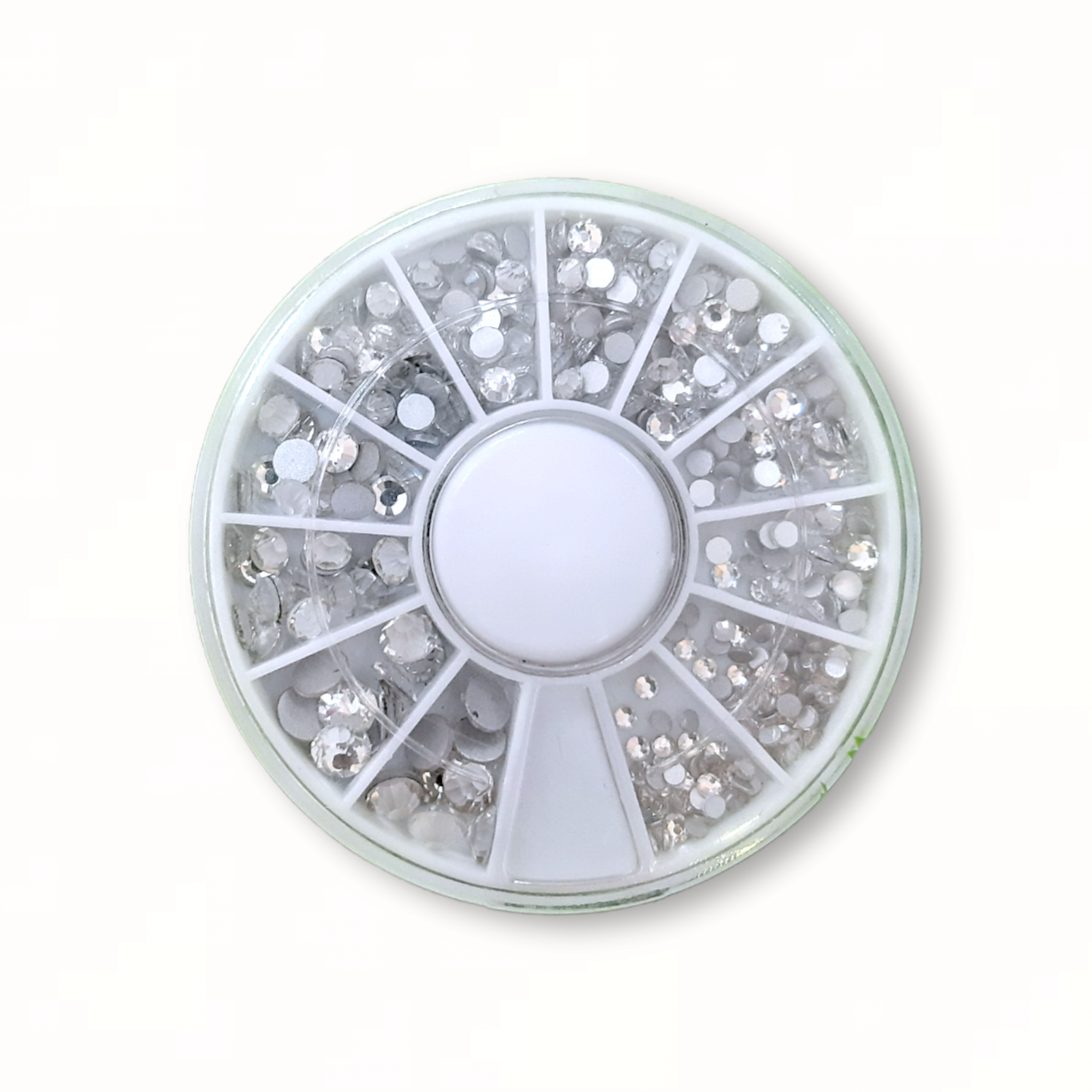 [HCM]Khay tròn đá pha lê trắng S6-S20 trang trí móng tay