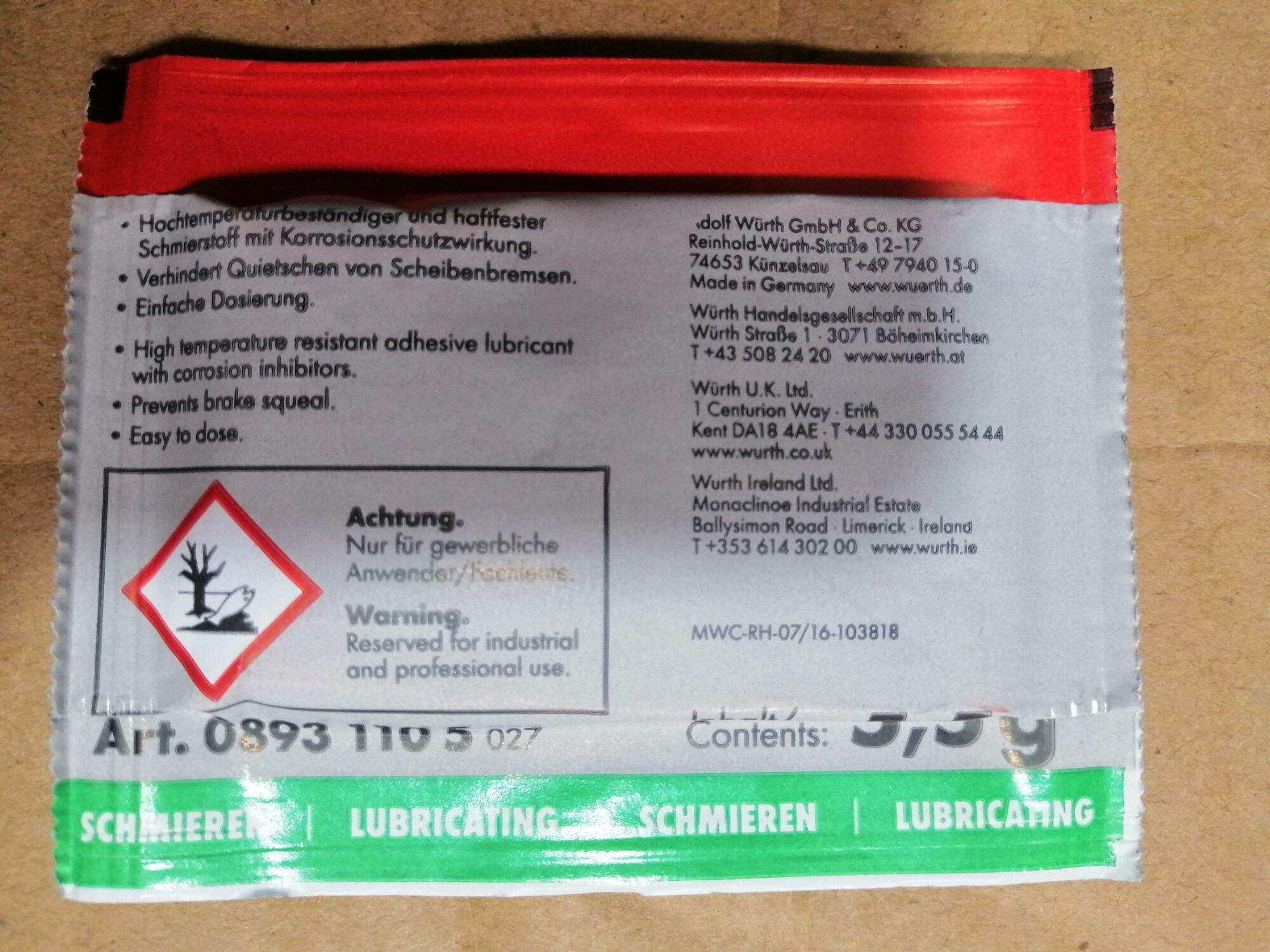 Combo 10 gói mỡ tra má phanh Wurth