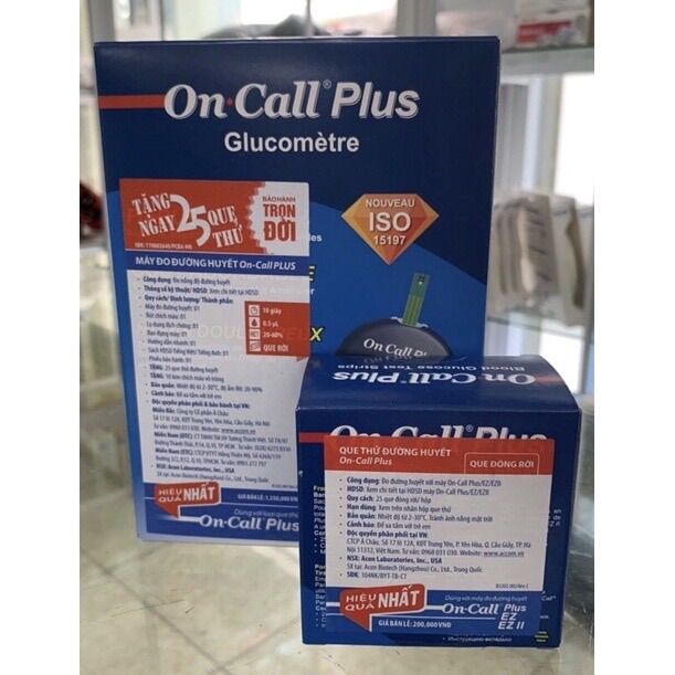 Máy đo đường huyết On call plus ( Tặng 25 que + 50 kim - Bảo hành trọn đời)
