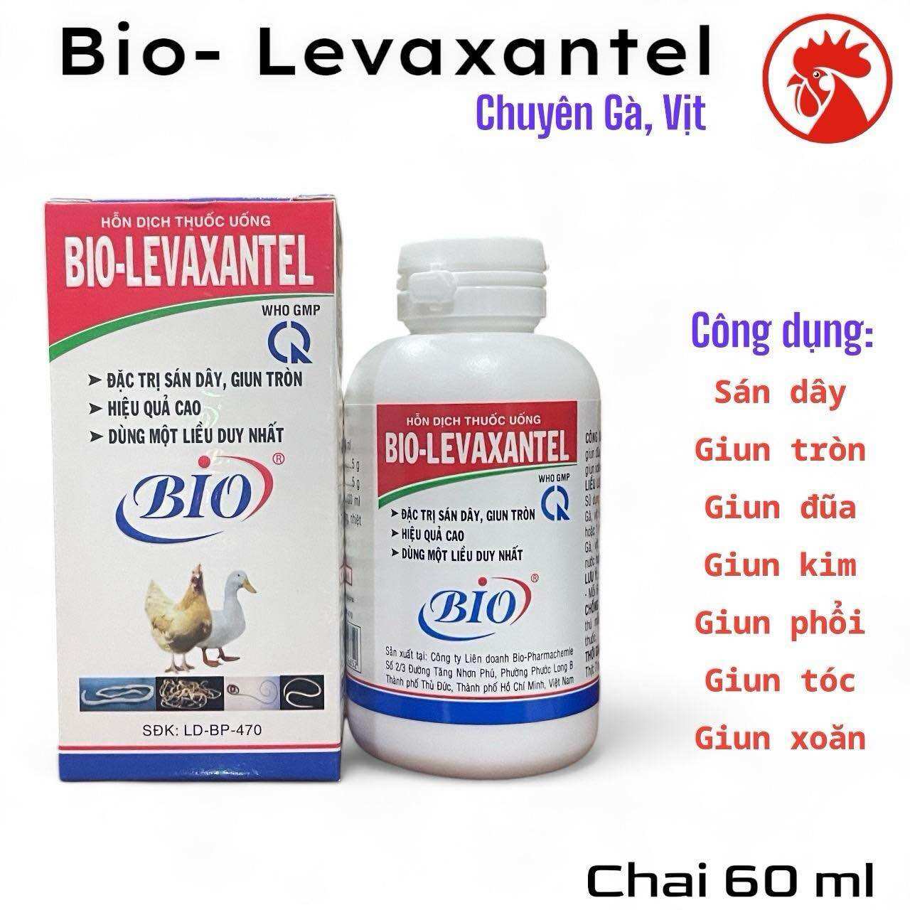  Bio Levaxantel 60ml Thuốc tẩy giun  xỗ lãi sán dây sán lá trên gia cầm gà đá gà chọi gà bầy 