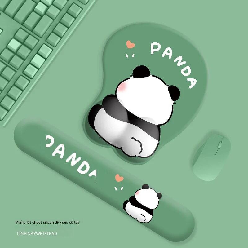 Miếng Lót Chuột Gấu Panda Dễ Thương Có Cổ Tay Bàn Phím Silicon Mềm Hỗ Trợ Tay Giá Đỡ Cho Văn Phòng Và Máy Tính Xách Tay