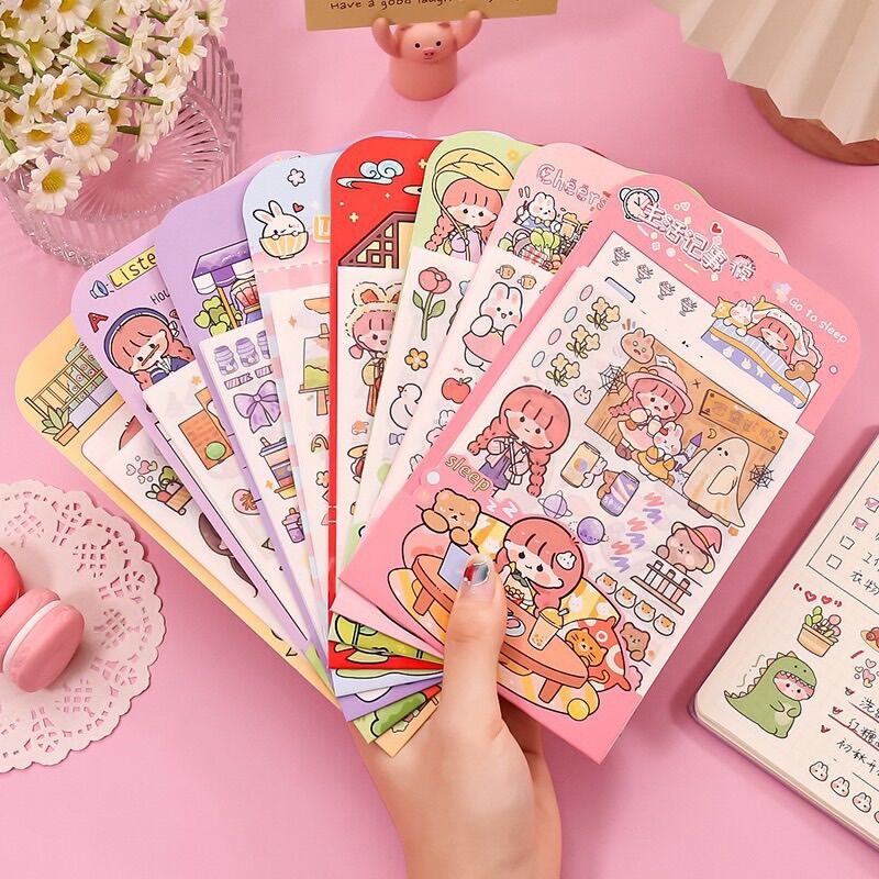Set 4 tấm sticker bé gái diy dễ thương