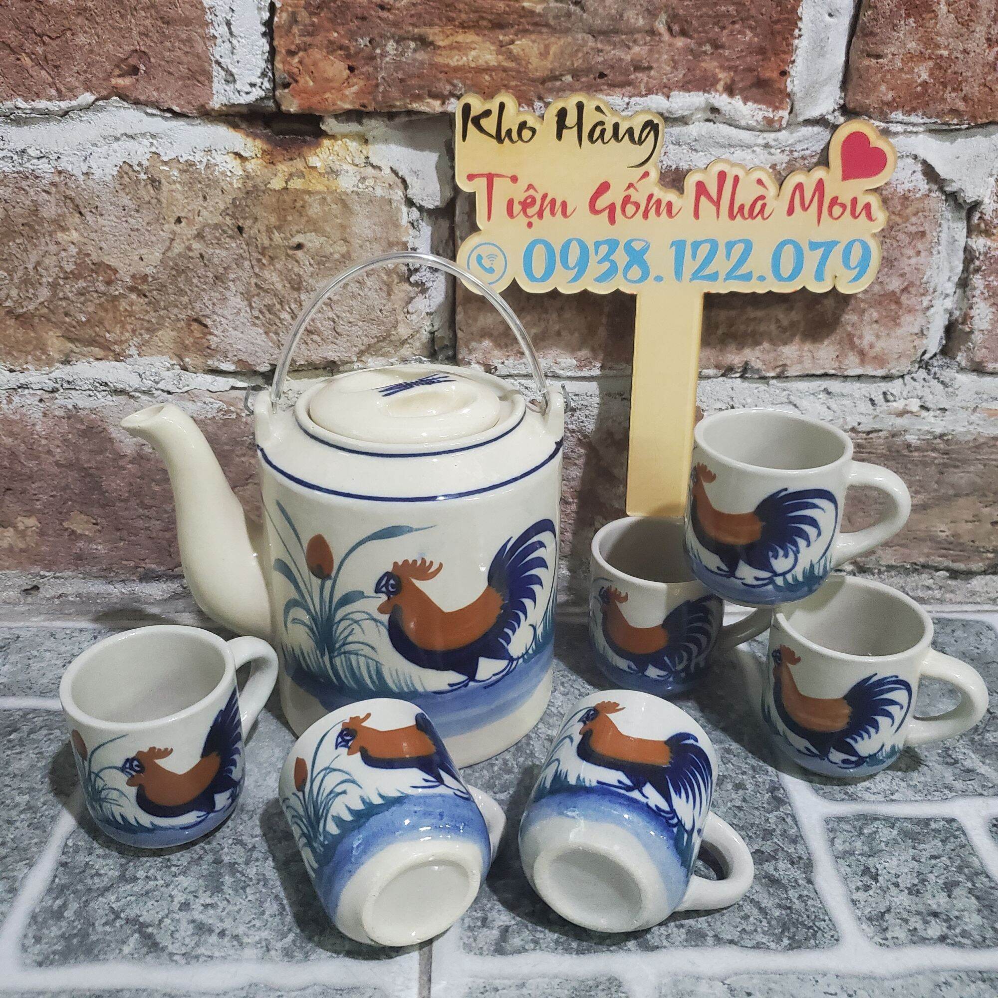 [LIMITED]BỘ BÌNH TRÀ CON GÀ LÀM BẰNG ĐẤT CAO LANH CAO CẤP (7 MÓN)