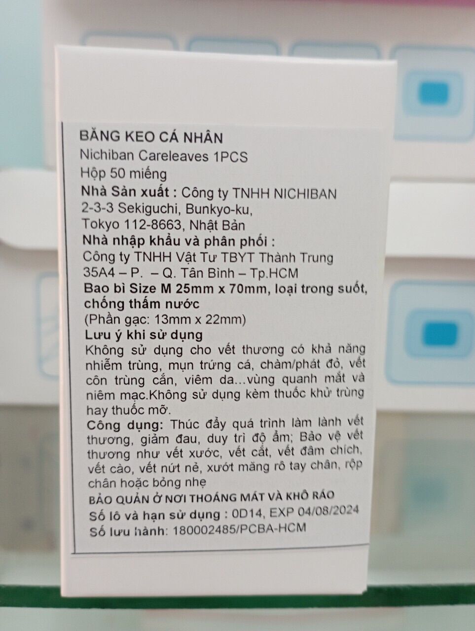 Băng keo cá nhân Nichiban careleaves 1PCS hộp 50 miếng trong