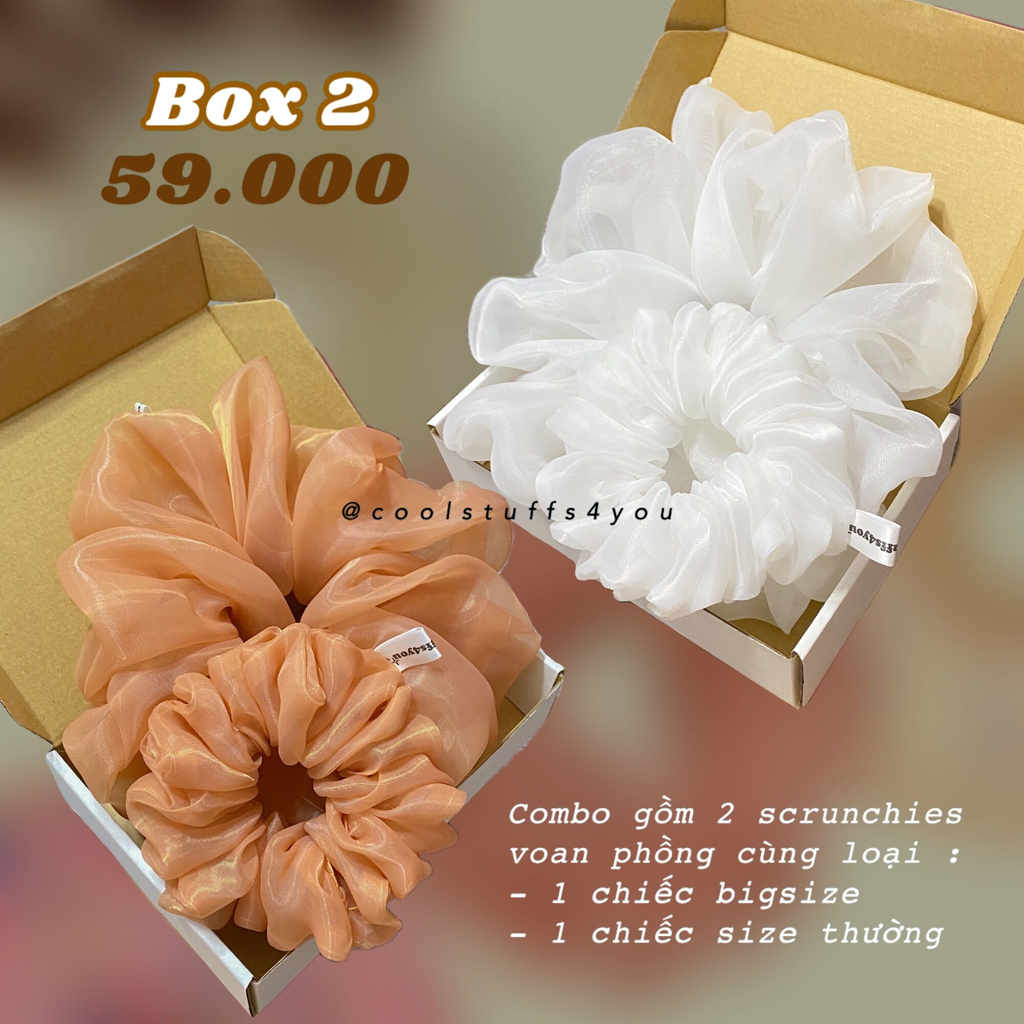 Hộp 2 sản phẩm scrunchies voan phồng giá tiết kiệm - BOX 2