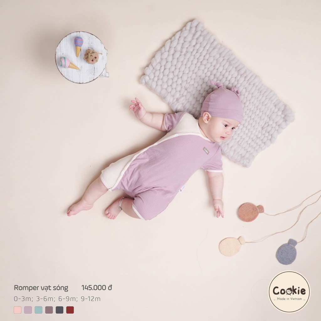 Cookie - Bộ Romper vạt sóng (Body cộc tay)