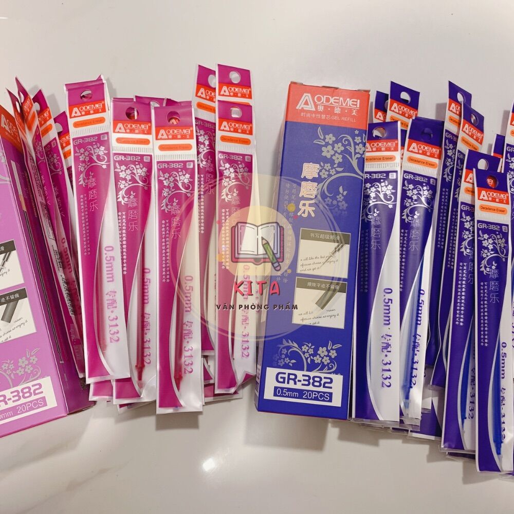 Hộp 20 ruột bút bôi xoá được mực xanh/tím dành cho bút gel dạng nắp