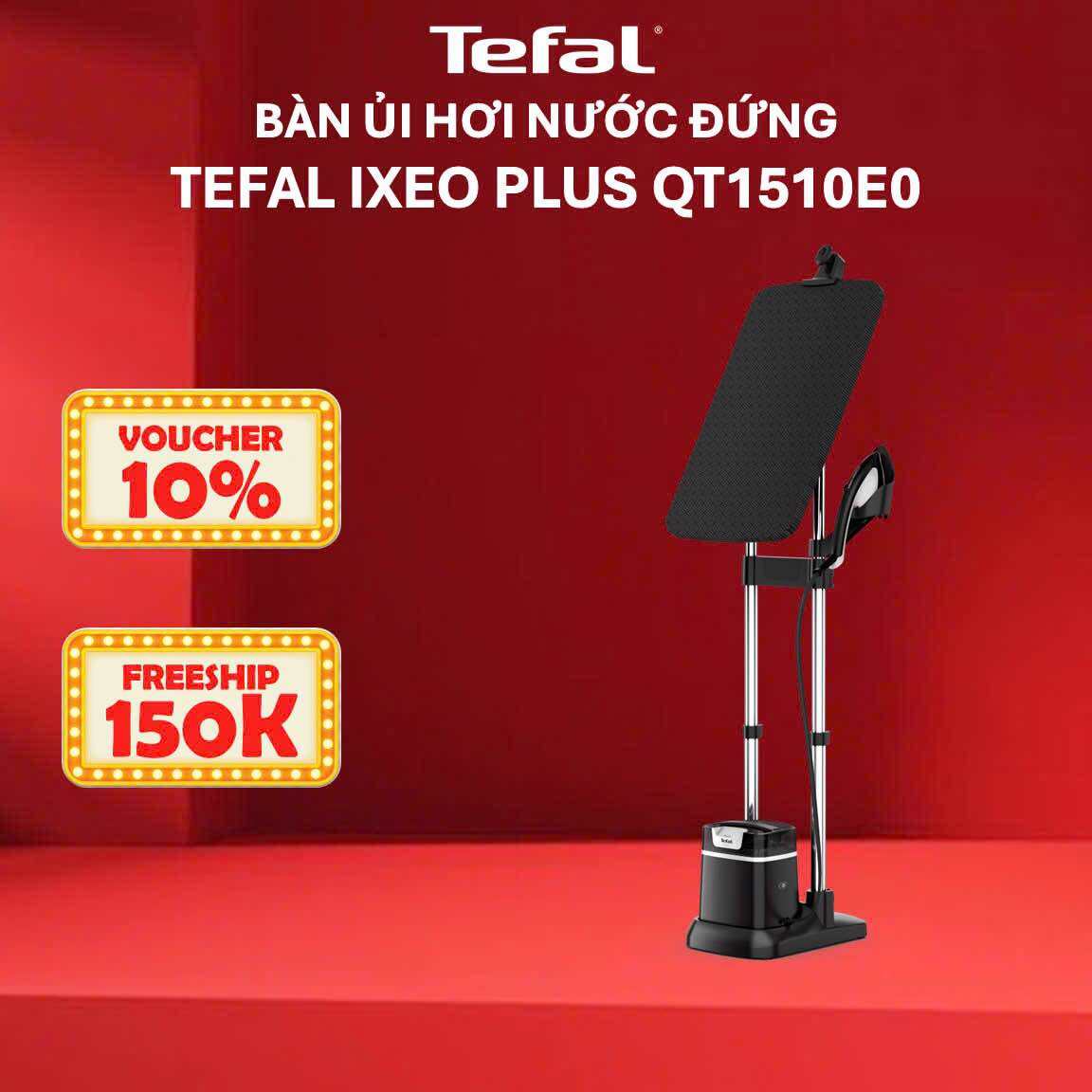 Bàn ủi đứng hơi nước Tefal IXEO PLUS QT1510E0, 2980W - Công suất lớn, Hơi phun mạnh - Góc ủi 3 chiều - BH chính hãng 24 tháng