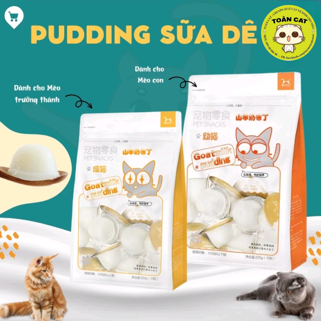 Pudding sữa dê bổ sung canxi cho mèo lớn và mèo con viên 15gr