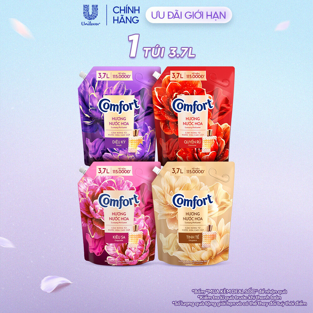 Nước Xả Vải Comfort Thơm Mát Gấp 10 Lần / Hương Nước Hoa 100 Giờ Lưu Hương Túi 3.7L (bao bì tùy lô nhập hàng)