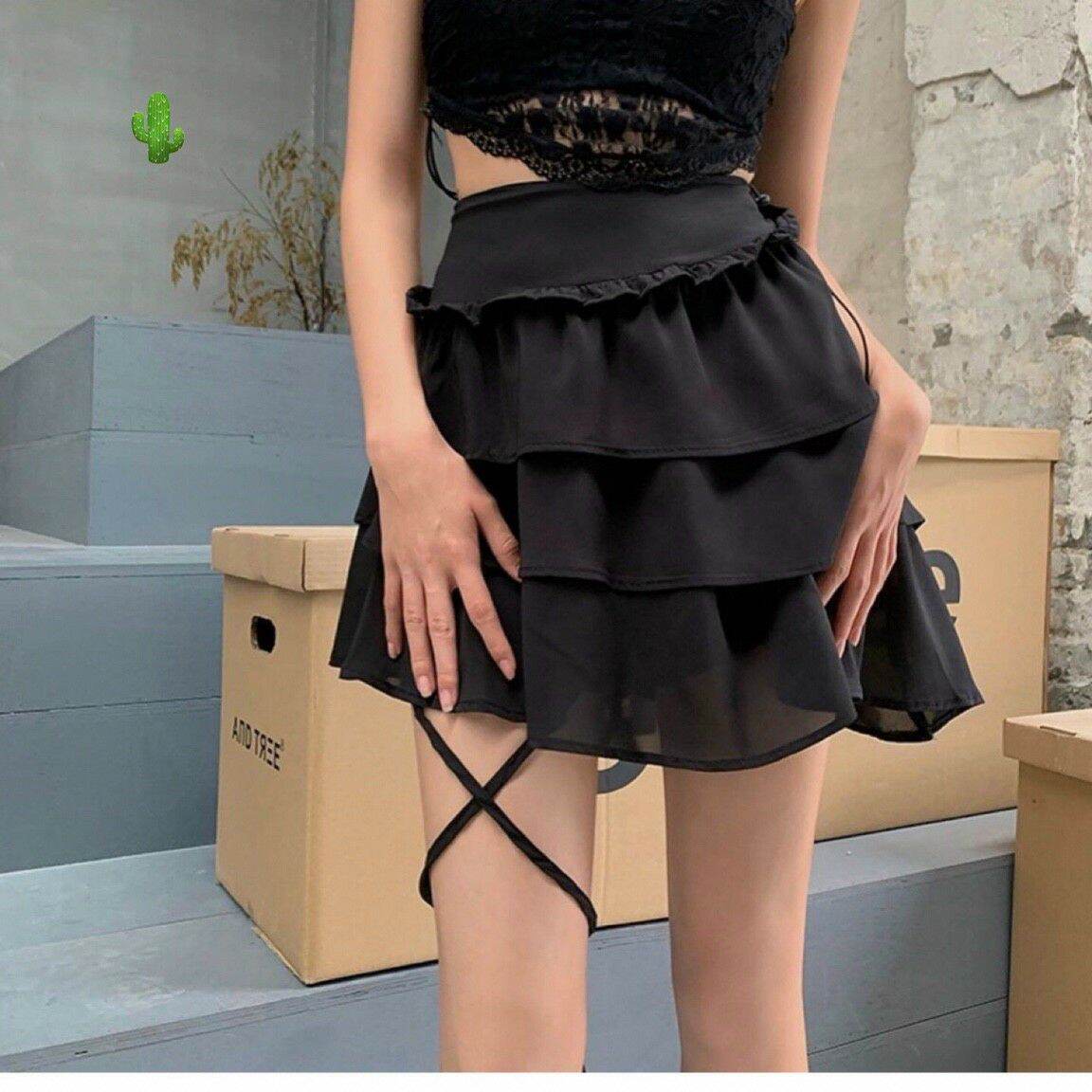Chân váy 3 tầng đan dây chân
