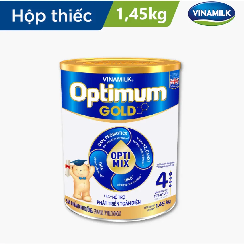 (Mẫu mới) Sữa bột vinamilk optimum gold 4 1450g ( 2 đến 6 tuổi)