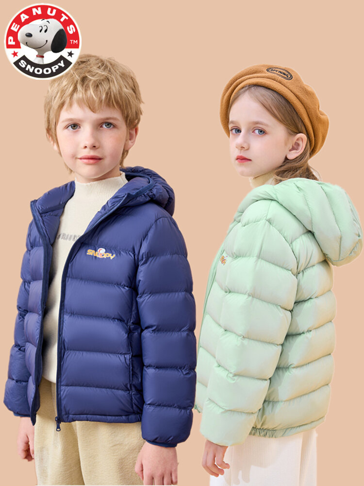 Áo Khoác Trẻ Em Snoopy 2025 Mới Nhẹ, Ngắn, Lông Vịt Trắng, Có Mũ, Chống Gió, Chống Bụi, Chống Lão Hóa, Thoáng Khí, Chống Nhăn