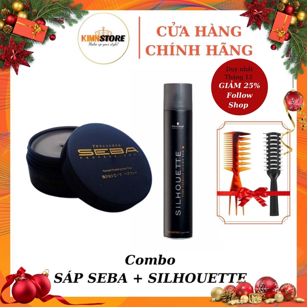 Combo Sáp vuốt tóc Seba & Gôm xịt tóc Butterfly Shadow 320ml, keo xịt tóc nam